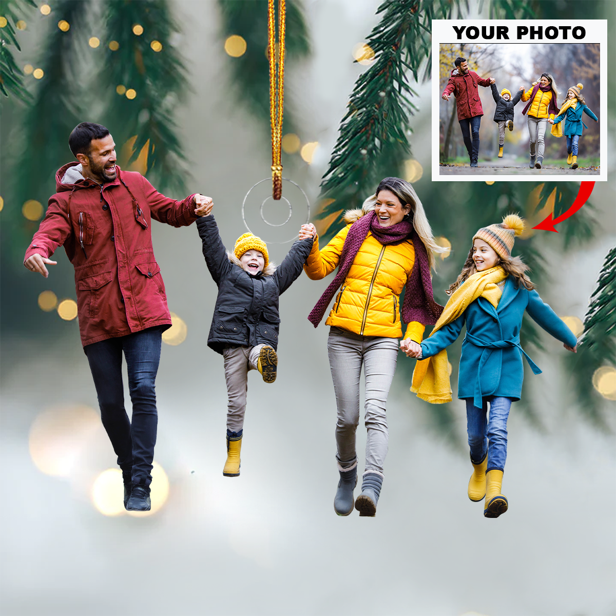 Customized Your Photo Ornament V34 - Personalized Photo Mica Ornament - Christmas, Birthday Gift For Family Members, Grandma, Grandpa, Grandparent, Brothers, Sisters