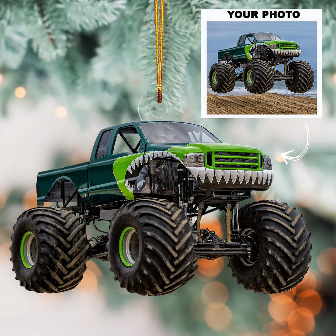 Personalized Photo Mica Ornament - Christmas, Birthday Gift For Family Member, Monster Truck Lover - Customized Your Photo Ornament