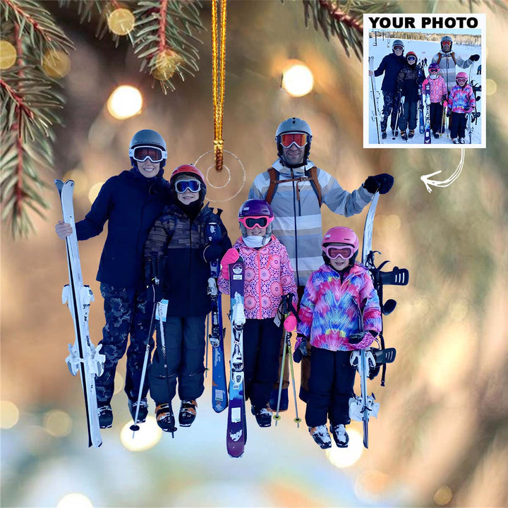 Personalized Photo Mica Ornament - Christmas, Birthday Gift For Family Member, Skiing Lover - Customized Your Photo Ornament