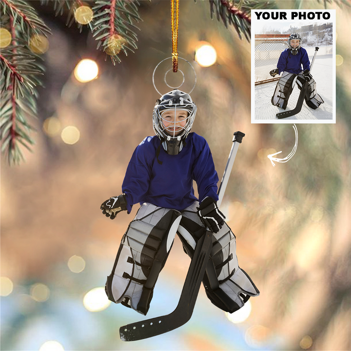 Personalized Photo Mica Ornament - Christmas, Birthday Gift For Family Member, Ice Hockey Lover - Customized Your Photo Ornament