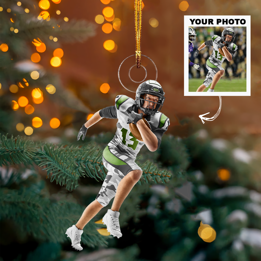 Football Ornament - Personalized Photo Mica Ornament - Christmas Gift For Football Lover