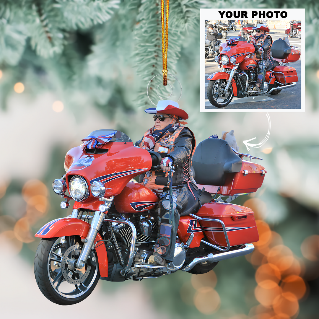 Personalized Photo Mica Ornament - Christmas, Birthday Gift For Family Member, Motorcycle Lover - Customized Your Photo Ornament
