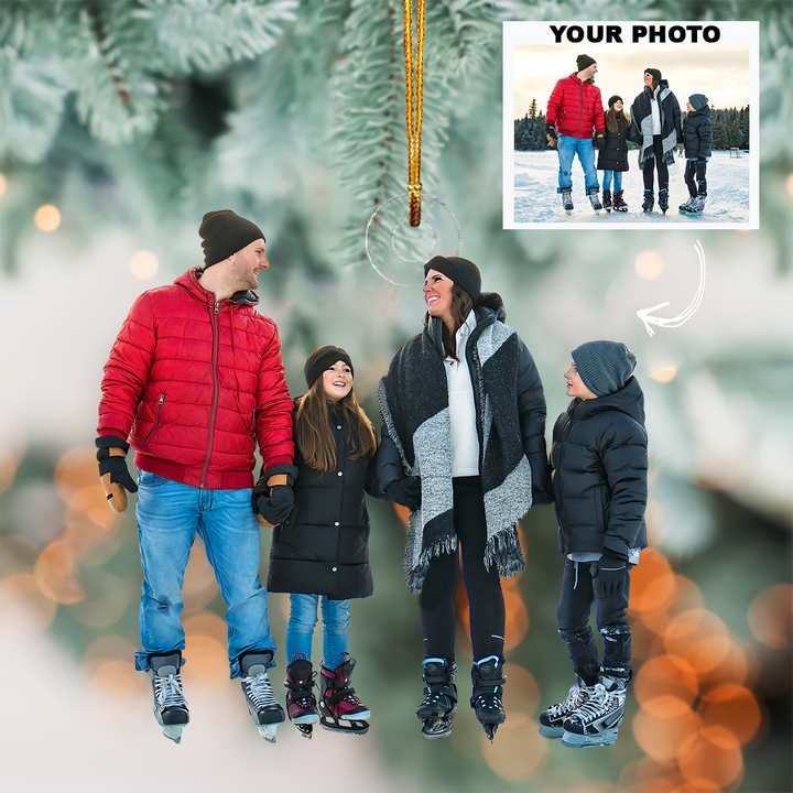 Personalized Photo Mica Ornament - Christmas, Birthday Gift For Family Member, Ice Skating Lover - Customized Your Photo Ornament