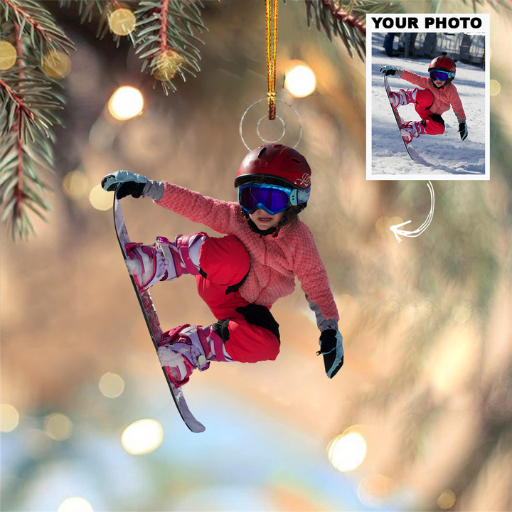 Personalized Photo Mica Ornament - Christmas, Birthday Gift For Family Member, Snowboarding Lover - Customized Your Photo Ornament