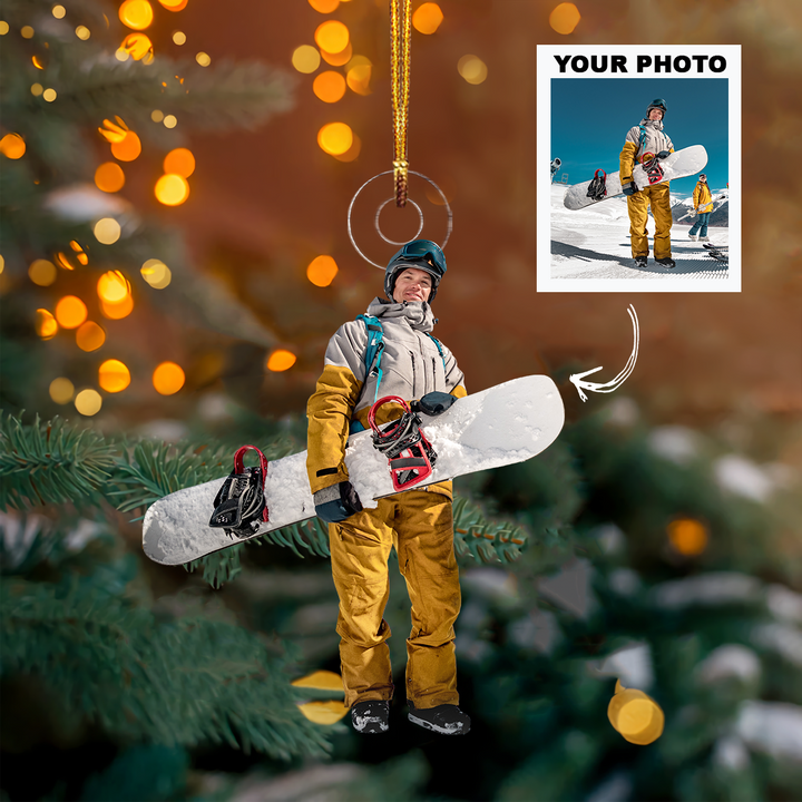 Snowboard Ornament - Personalized Photo Mica Ornament - Customized Your Photo Ornament