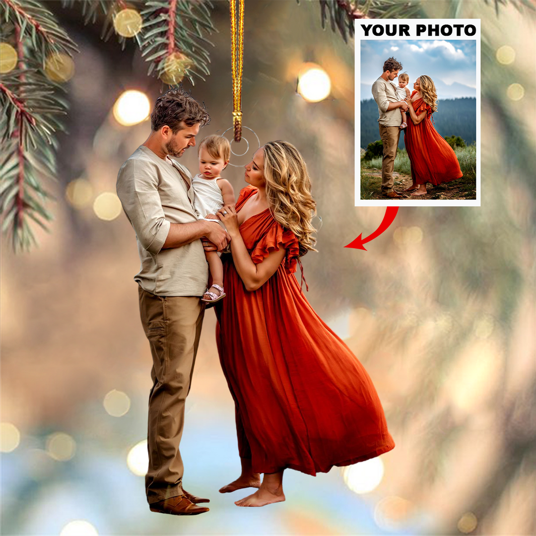 Our Family V39 - Personalized Photo Mica Ornament - Christmas Gift For Family Members