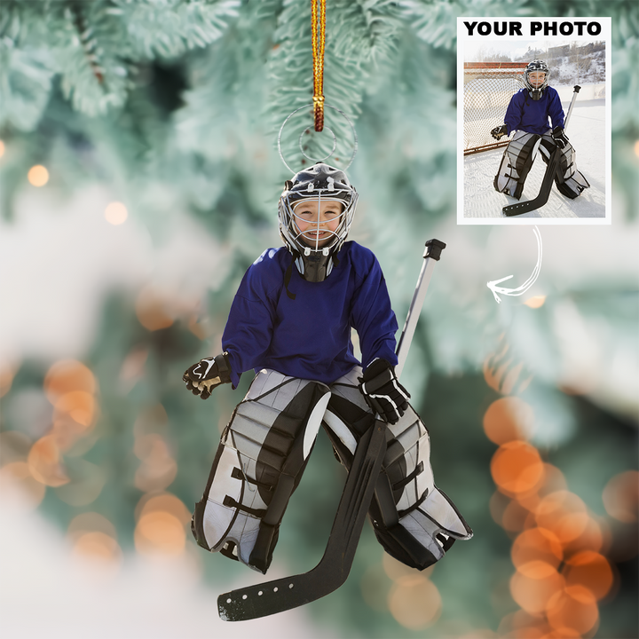Personalized Photo Mica Ornament - Christmas, Birthday Gift For Family Member, Ice Hockey Lover - Customized Your Photo Ornament