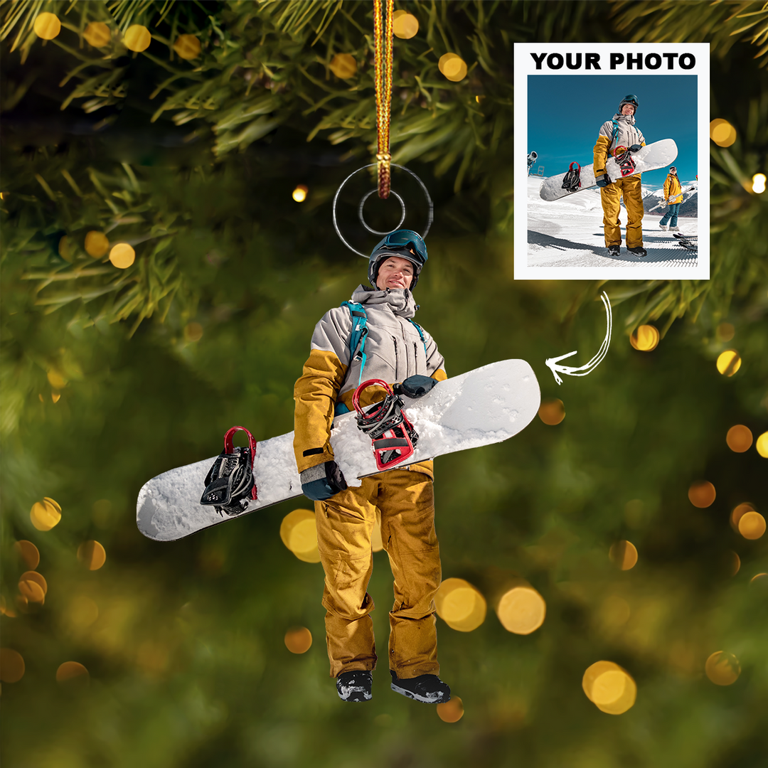 Snowboard Ornament - Personalized Photo Mica Ornament - Customized Your Photo Ornament