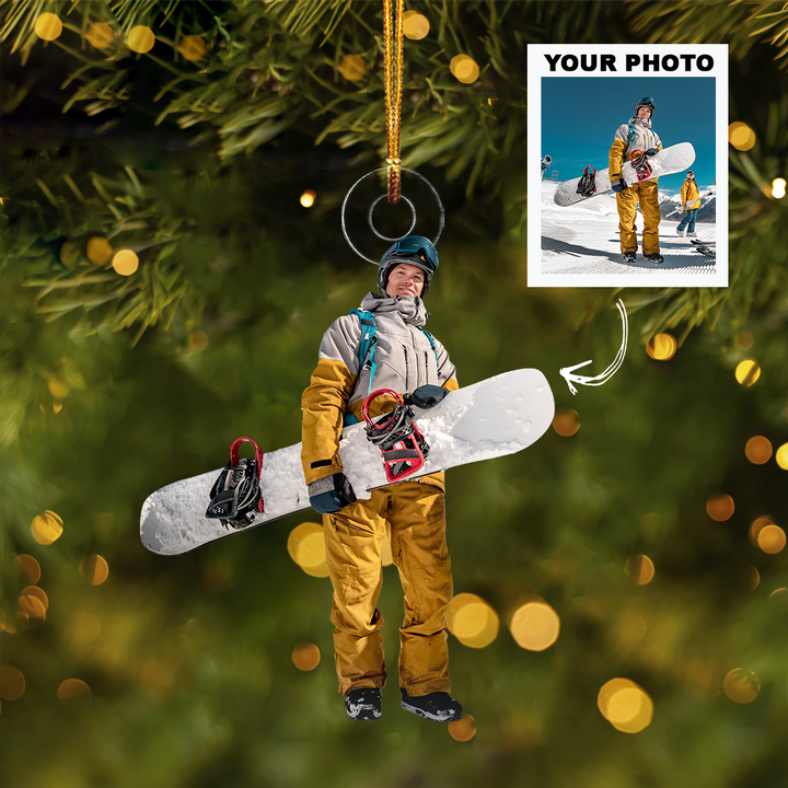 Snowboard Ornament - Personalized Photo Mica Ornament - Customized Your Photo Ornament