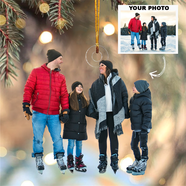 Personalized Photo Mica Ornament - Christmas, Birthday Gift For Family Member, Ice Skating Lover - Customized Your Photo Ornament