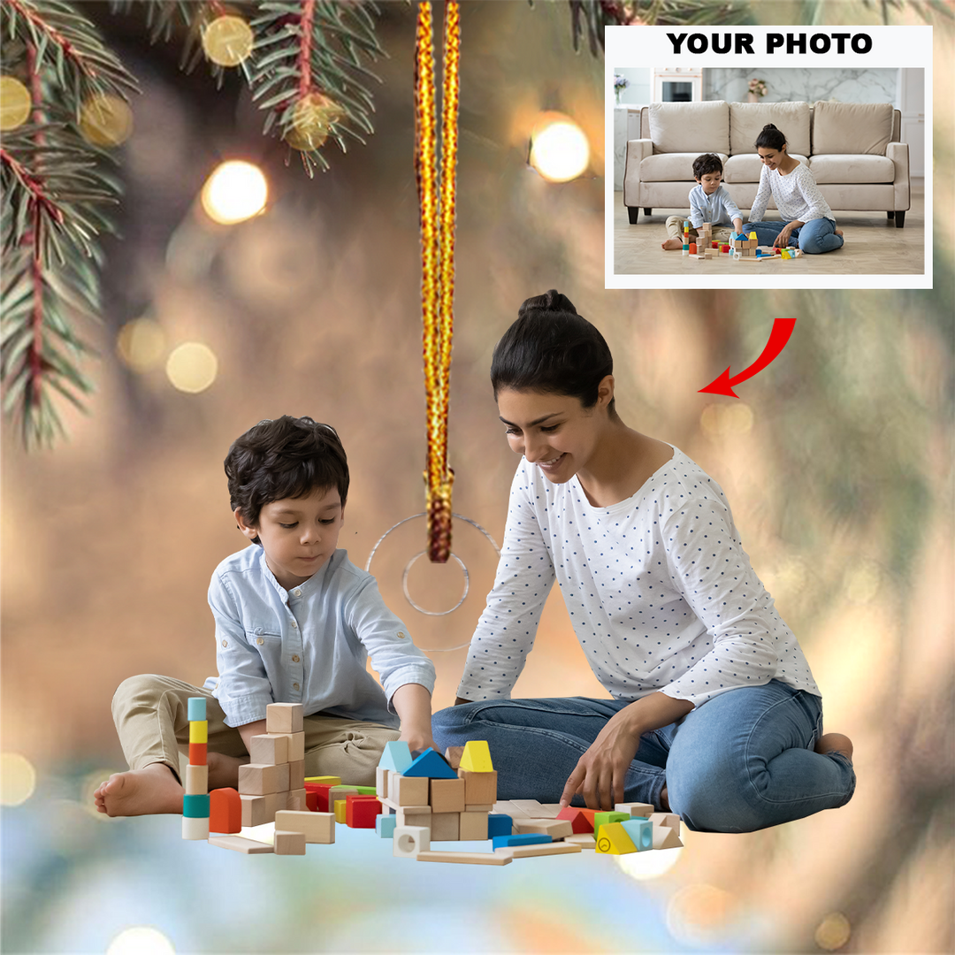 Mom Life - Personalized Photo Mica Ornament - Customized Your Photo Ornament - Christmas, Mother's Day Gift For Mom, Grandmother