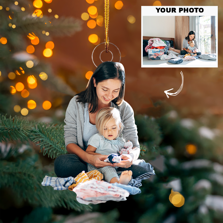 Mom Life - Personalized Photo Mica Ornament - Customized Your Photo Ornament - Christmas, Mother's Day Gift For Mom, Grandmother