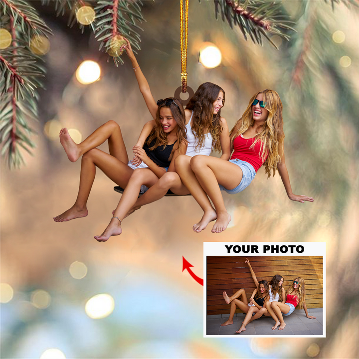 Personalized Photo Mica Ornament - Customize Besties Photo ARND018