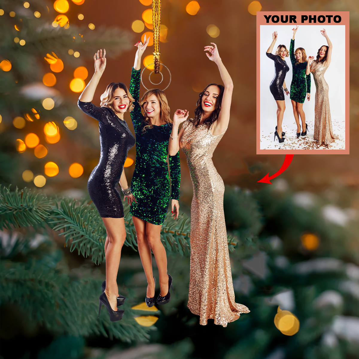 Personalized Photo Mica Ornament - Gift For Besties - Customized Your Photo Ornament V17 ARND005