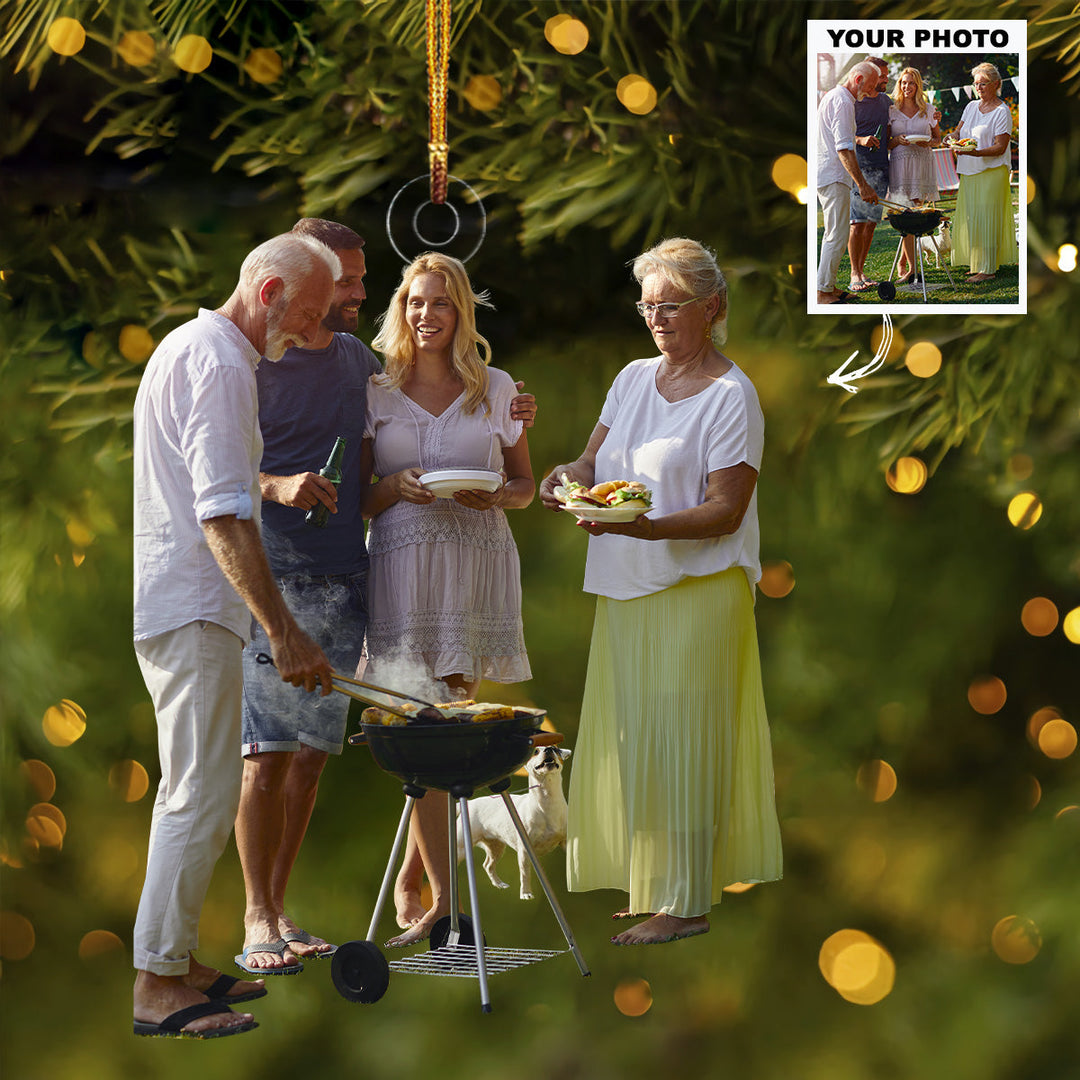 BBQ Party - Personalized Photo Mica Ornament - Customized Your Photo Ornament - Christmas Gift For Friends, Family Members