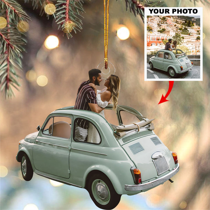 Us And Our Dream Car - Personalized Photo Mica Ornament - Customized Your Photo Ornament - Christmas Gift For Family Members, Couples, Friends