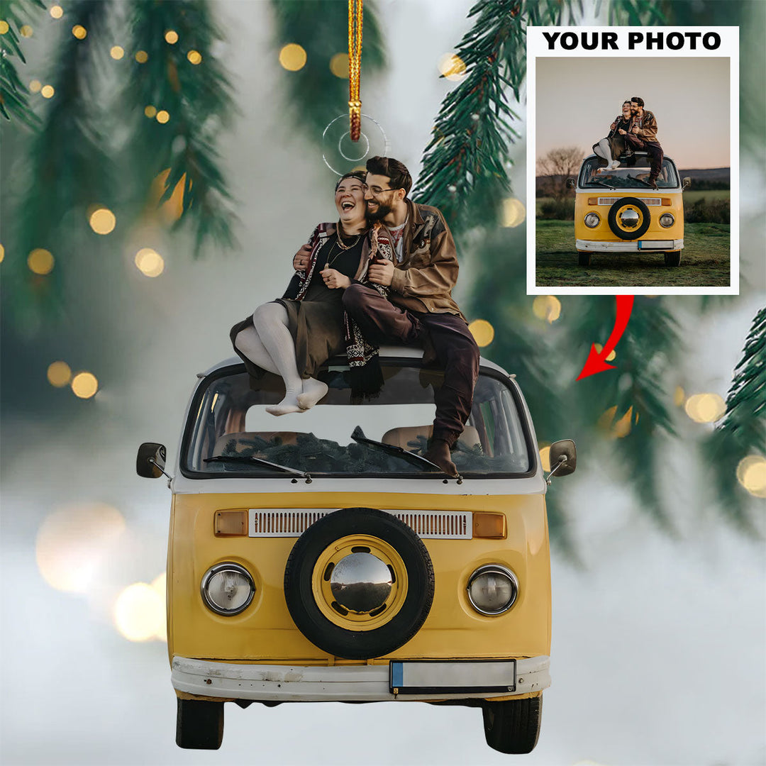 Us And Our Dream Car - Personalized Photo Mica Ornament - Customized Your Photo Ornament - Christmas Gift For Family Members, Couples, Friends