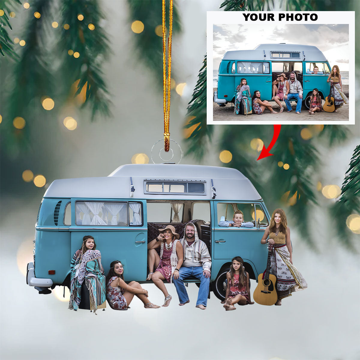 Us And Our Dream Car - Personalized Photo Mica Ornament - Customized Your Photo Ornament - Christmas Gift For Family Members, Couples, Friends