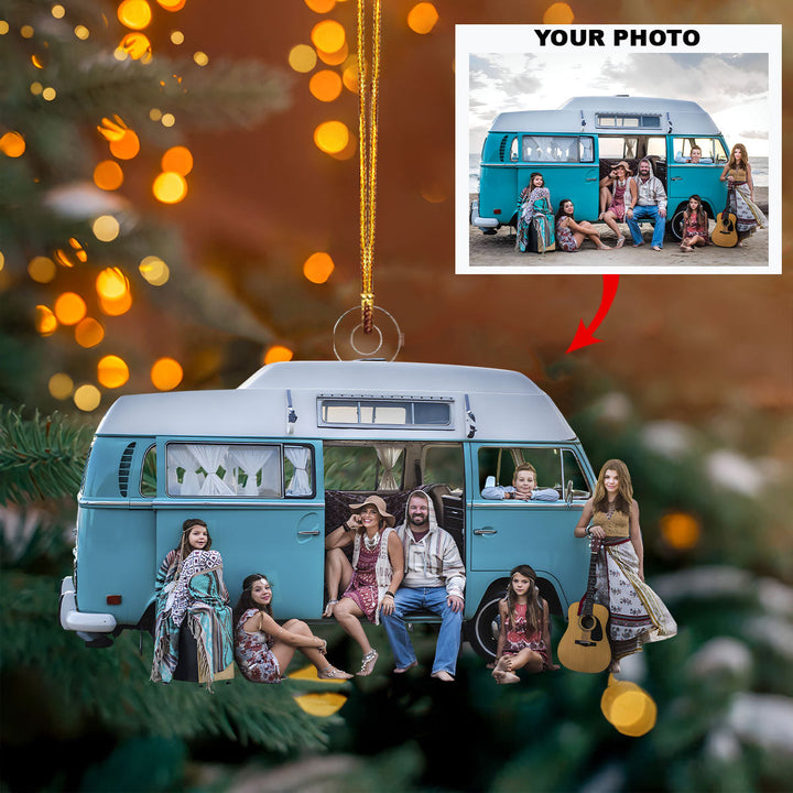 Us And Our Dream Car - Personalized Photo Mica Ornament - Customized Your Photo Ornament - Christmas Gift For Family Members, Couples, Friends
