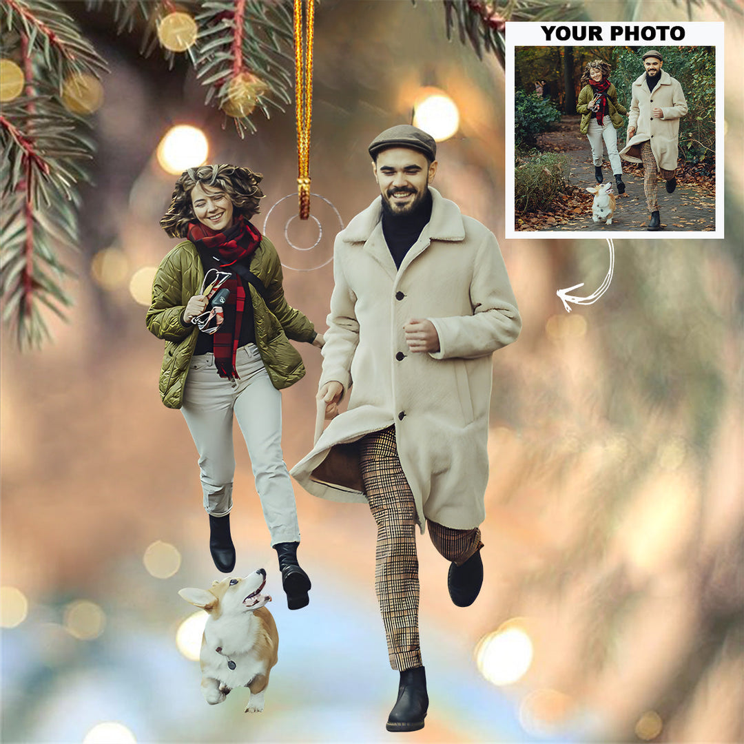Walking The Dog - Personalized Photo Mica Ornament - Customized Your Photo Ornament - Christmas Gift For Dog Owners, Dog Lovers