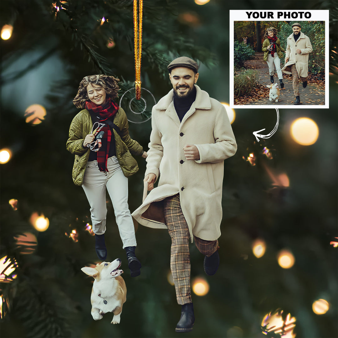 Walking The Dog - Personalized Photo Mica Ornament - Customized Your Photo Ornament - Christmas Gift For Dog Owners, Dog Lovers