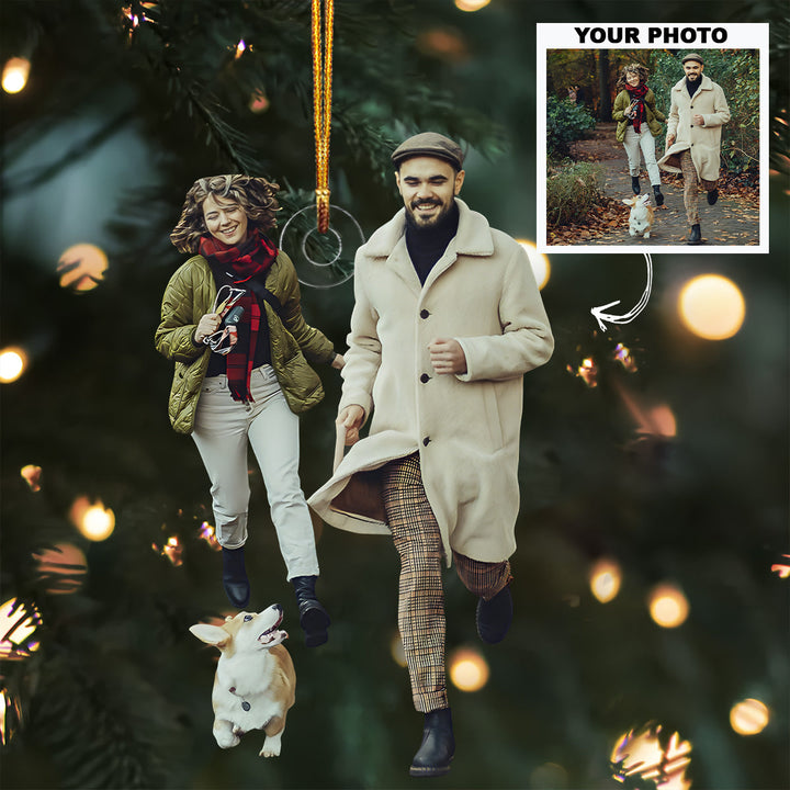 Walking The Dog - Personalized Photo Mica Ornament - Customized Your Photo Ornament - Christmas Gift For Dog Owners, Dog Lovers