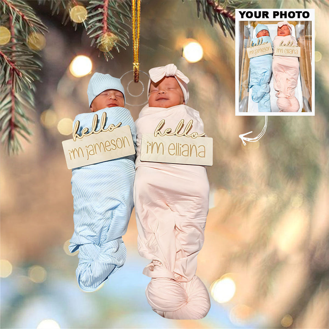 Baby First Christmas Ornament - Personalized Custom Photo Mica Ornament - Christmas Gift For Baby, Family Members