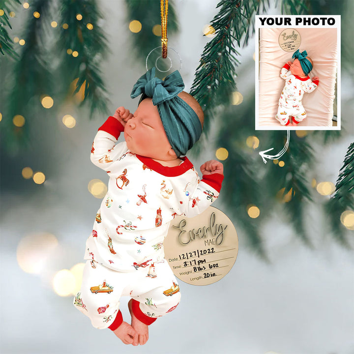 Baby First Christmas Ornament - Personalized Custom Photo Mica Ornament - Christmas Gift For Baby, Family Members