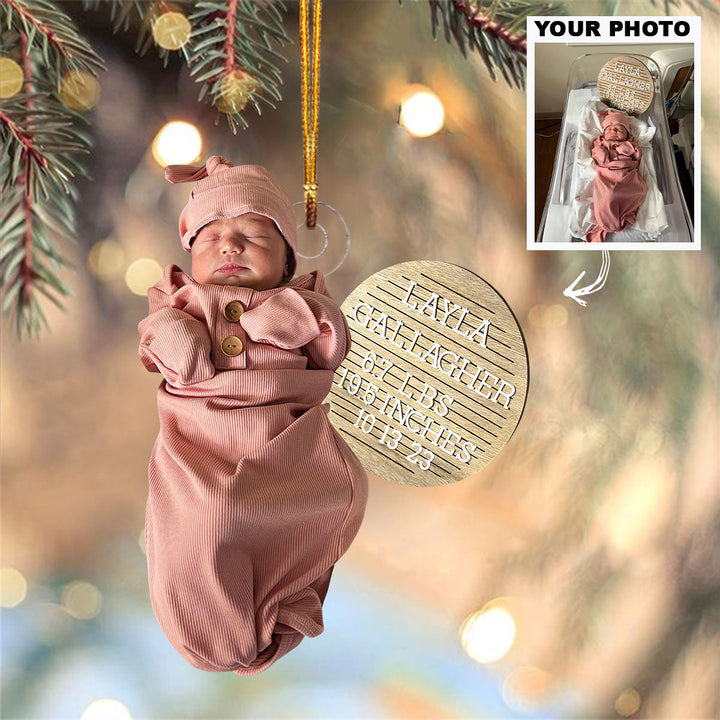 Baby First Christmas Ornament - Personalized Custom Photo Mica Ornament - Christmas Gift For Baby, Family Members