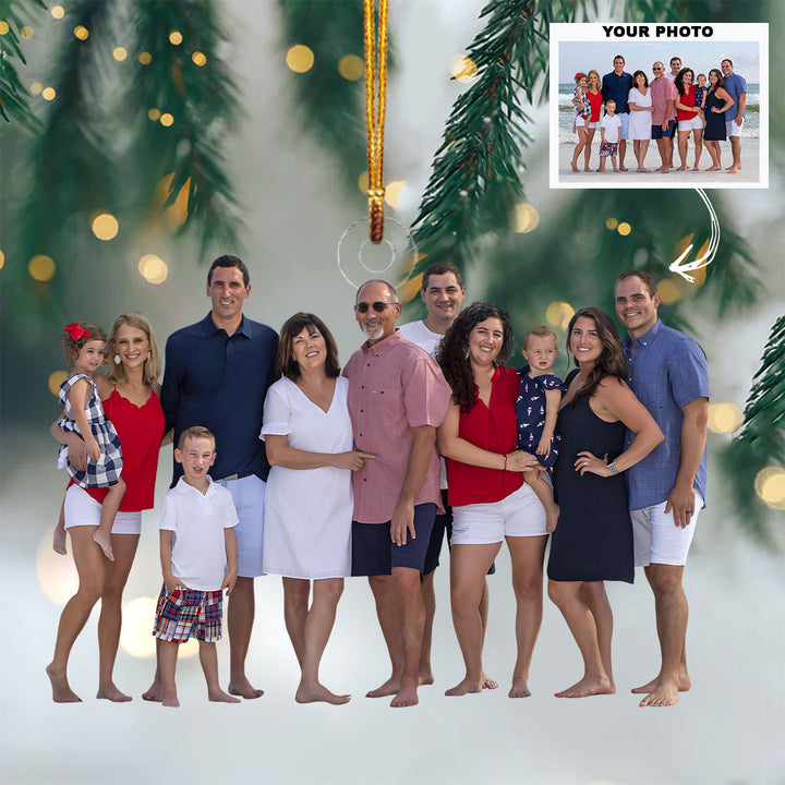 Happy Family At Beach - Personalized Custom Photo Mica Ornament - Christmas Gift For Family Members