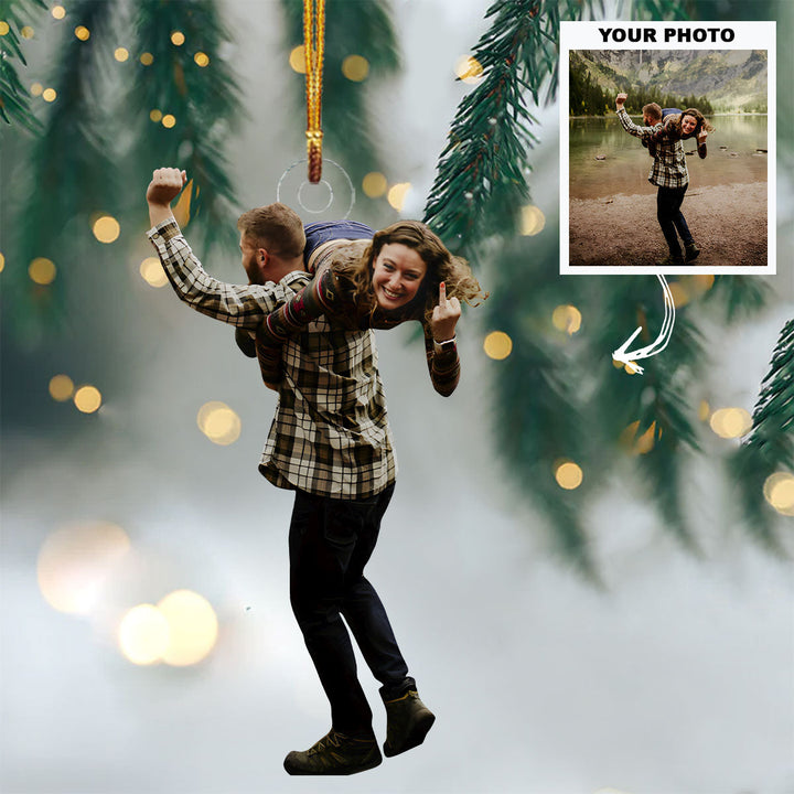 She Says Yes - Personalized Photo Mica Ornament - Customized Your Photo Ornament - Christmas Gift For Couples, Wife, Husband