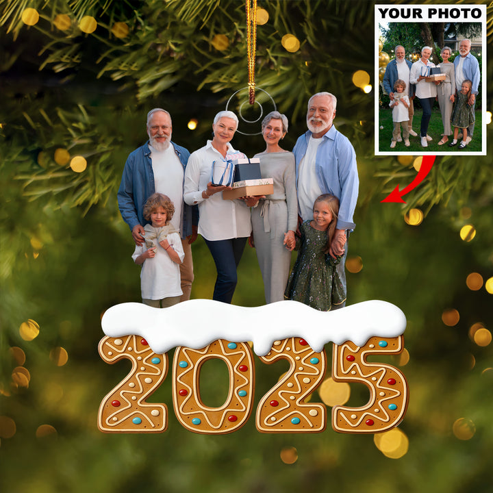 Home Sweet Family 2025 - Personalized Custom Photo Mica Ornament - Christmas Gift For Family Members UPL0HT003