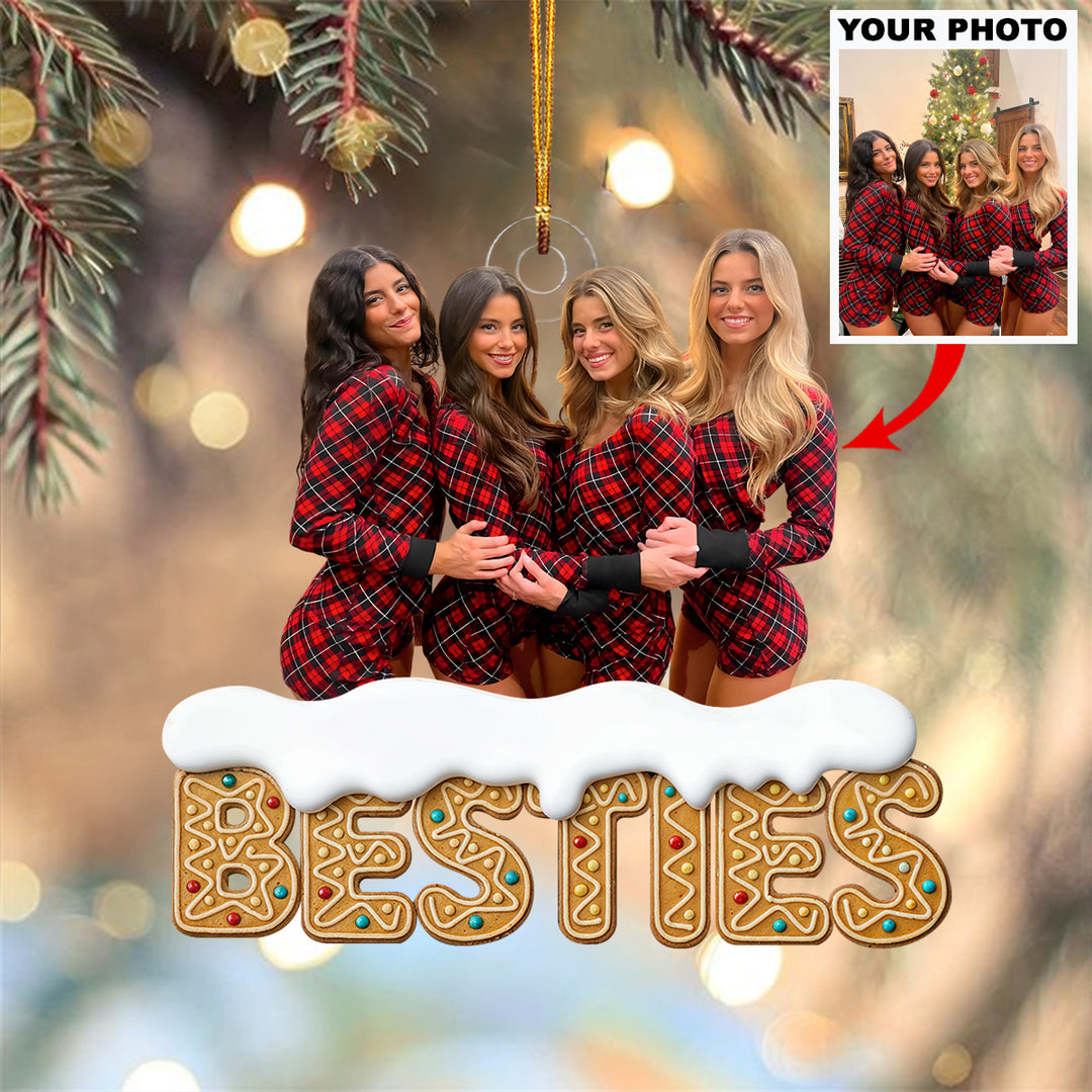 Forever Besties - Personalized Custom Photo Mica Ornament - Christmas Gift For Family Members, Friends, Besties UPL0HT004