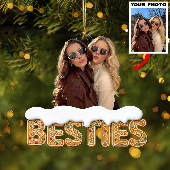 Forever Besties - Personalized Custom Photo Mica Ornament - Christmas Gift For Family Members, Friends, Besties UPL0HT004