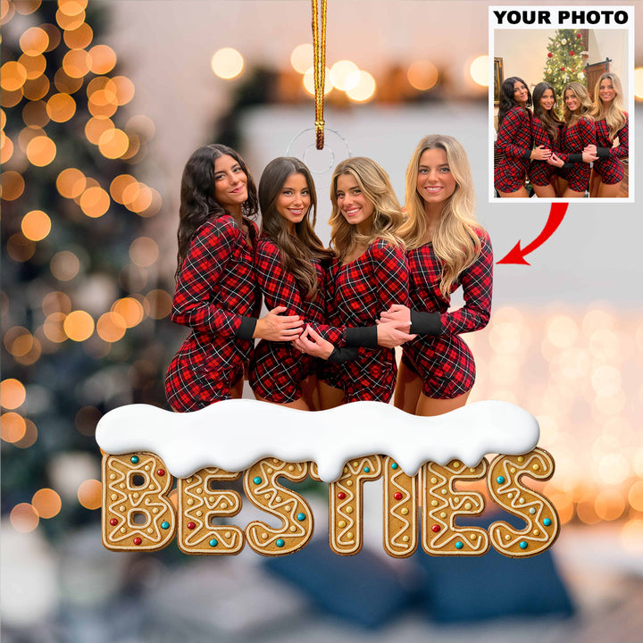 Forever Besties - Personalized Custom Photo Mica Ornament - Christmas Gift For Family Members, Friends, Besties UPL0HT004