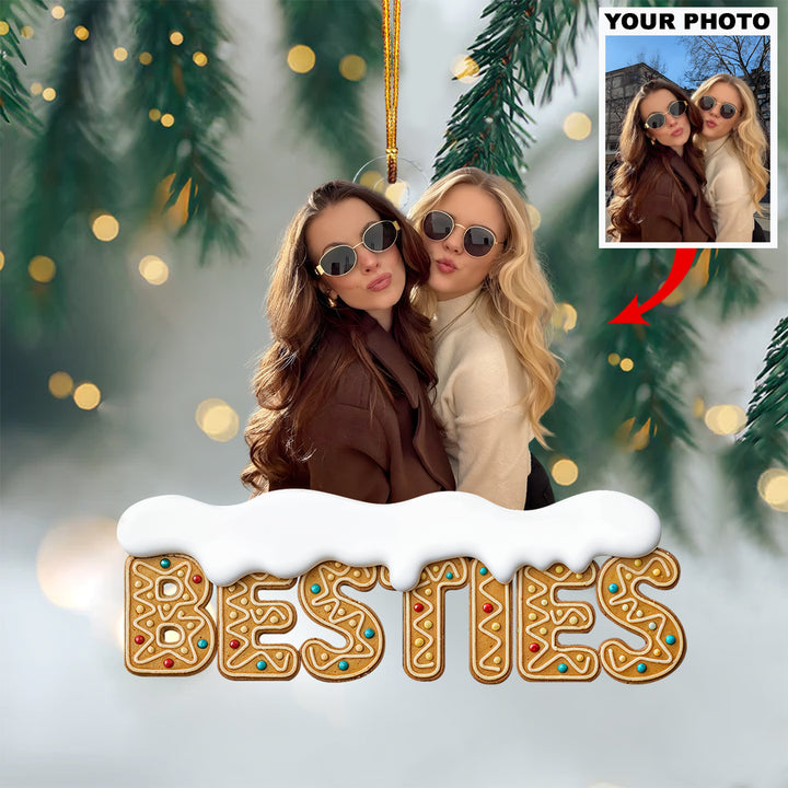 Forever Besties - Personalized Custom Photo Mica Ornament - Christmas Gift For Family Members, Friends, Besties UPL0HT004