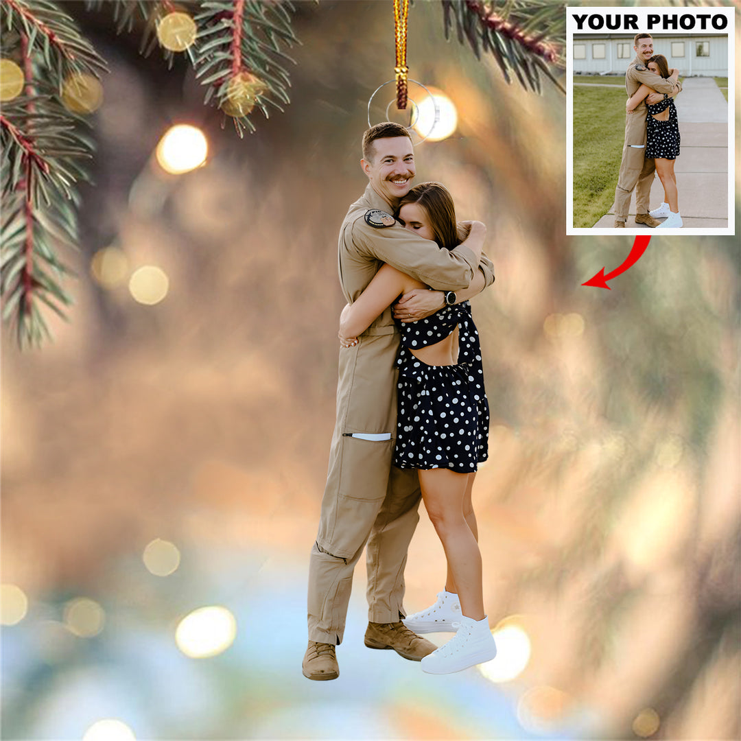 My Hero in Uniform - Personalized Photo Mica Ornament - Christmas Gift For Couple, Army Veteran And Service Member
