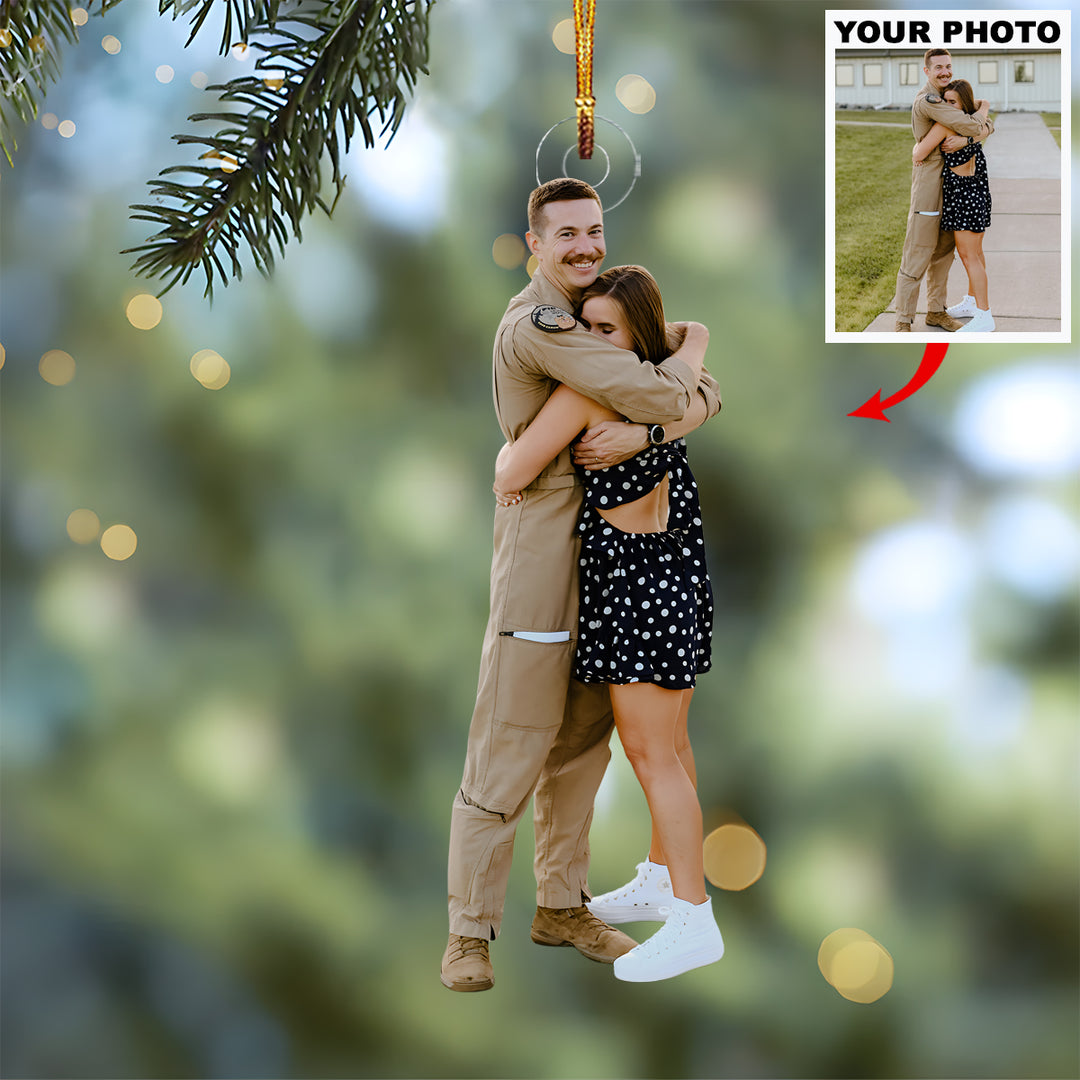 My Hero in Uniform - Personalized Photo Mica Ornament - Christmas Gift For Couple, Army Veteran And Service Member