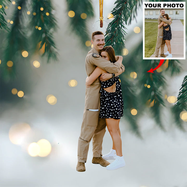 My Hero in Uniform - Personalized Photo Mica Ornament - Christmas Gift For Couple, Army Veteran And Service Member