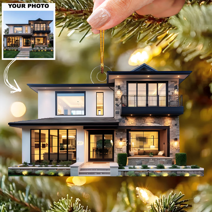 Cherished New Home - Personalized Photo Mica Ornament - Christmas Gift For Family Members