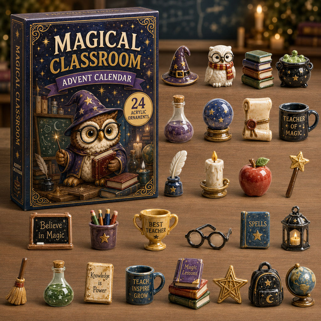 CHRISTMAS KICKOFF 40% OFF - Magical Classroom Advent Calendar 2026 - 24-Day Festive Countdown, Acrylic Charms Blind Box - Gift For Teacher AC0TM266