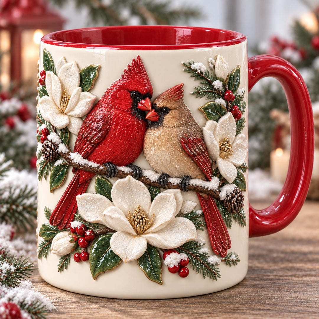 Magnolia Cardinal Christmas 3D Effect Printed Accent Mug NCU0HT210