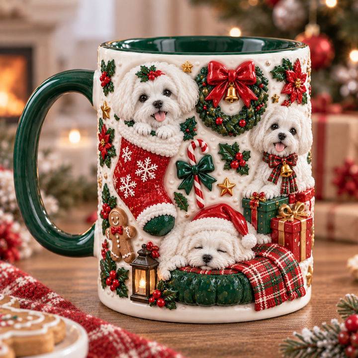 Maltese Christmas 3D Effect Printed Accent Mug NCU0TH066