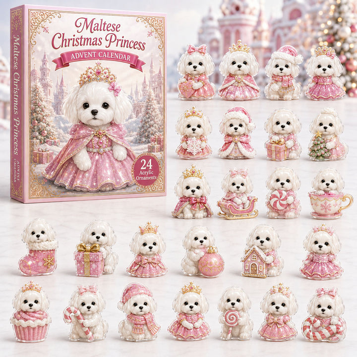 CHRISMAST KICKOFF 40% OFF - Maltese Christmas Princess Advent Calendar 2026 - 24-Day Festive Countdown, Acrylic Charms Blind Box - Gift For Dog Lovers AC0HA112