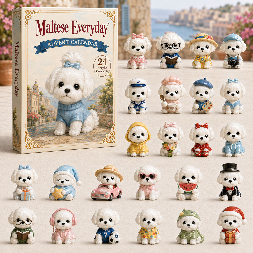 CHRISMAST KICKOFF 40% OFF - Maltese Everyday Advent Calendar 2026 - 24-Day Festive Countdown, Acrylic Charms Blind Box - Gift For Dog Lovers AC0HA113