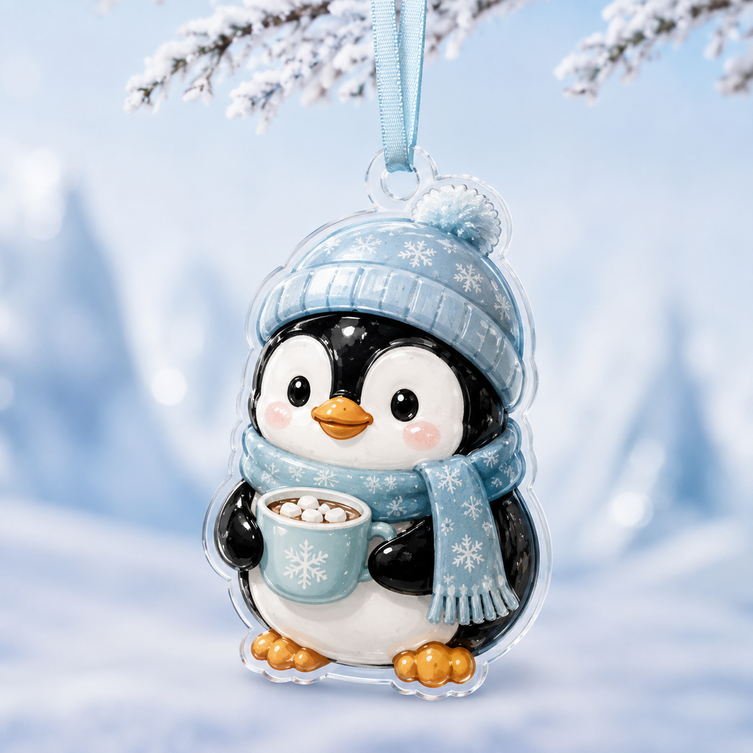 Marshmallow Cocoa Penguin Mica Ornament NCU0HA046