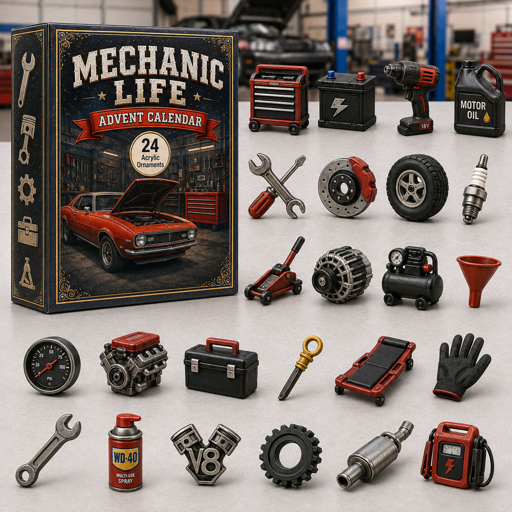 CHRISTMAS KICKOFF 40% OFF - Mechanic Life Advent Calendar 2026 - 24-Day Festive Countdown, Acrylic Charms Blind Box - Gift For Job Lovers AC0HA231