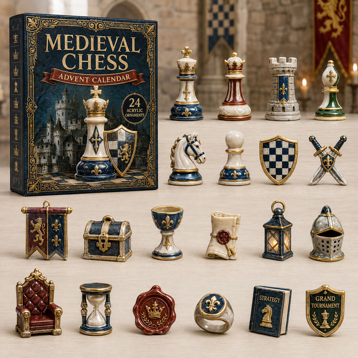 CHRISTMAS KICKOFF 40% OFF - Medieval Chess Advent Calendar 2026 - 24-Day Festive Countdown, Acrylic Charms Blind Box - Gift For Chess Lovers AC0TM062