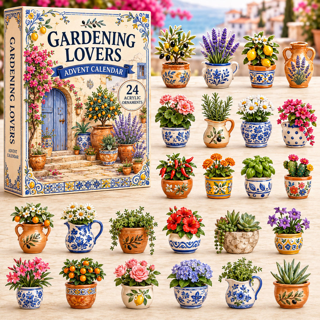 CHRISTMAS KICKOFF 40% OFF - Mediterranean Garden Advent Calendar 2026 - 24-Day Festive Countdown, Acrylic Charms Blind Box - Gift For Gardening Lovers