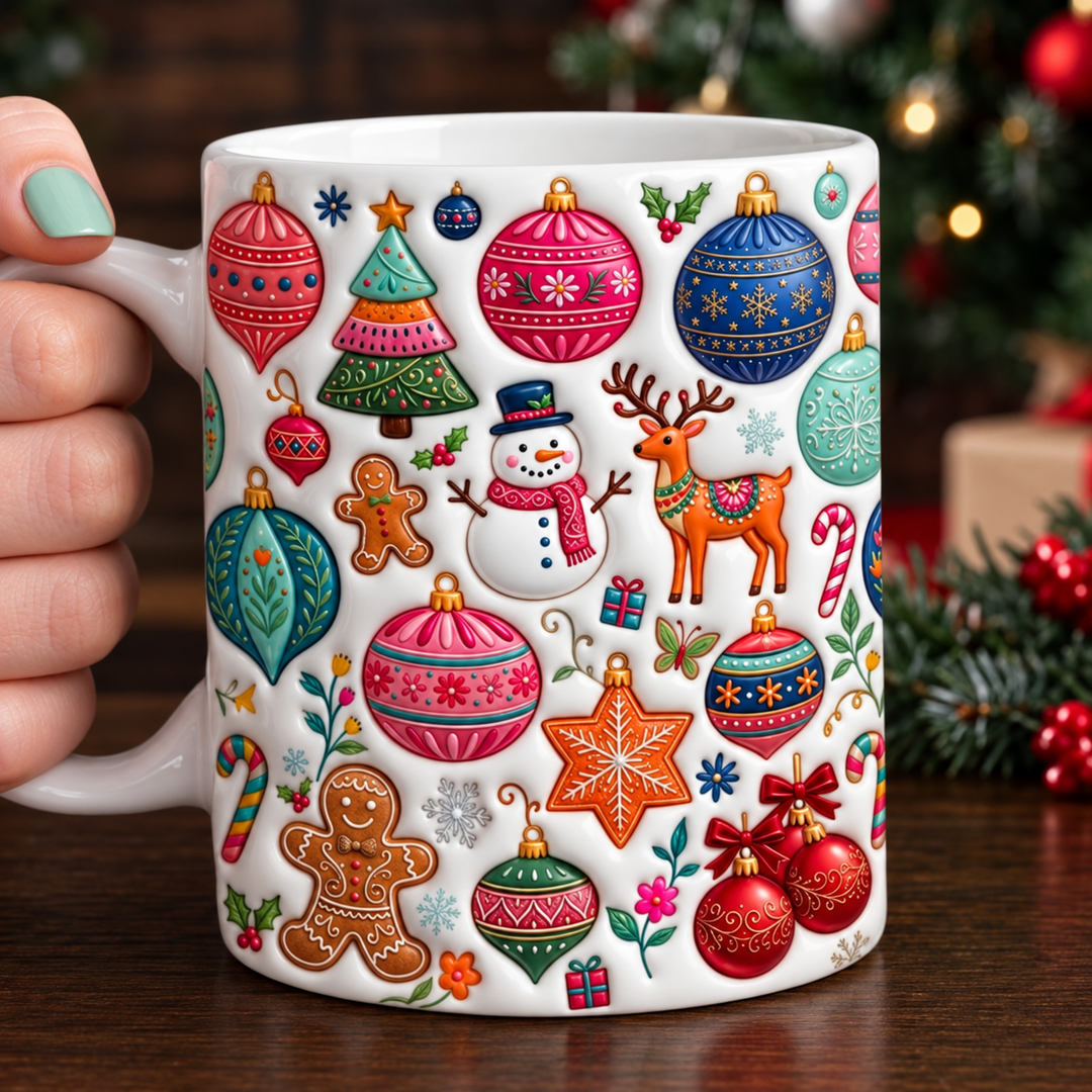 Merry Xmas 3D Effect Printed Ceramic Mug NCU0TL003